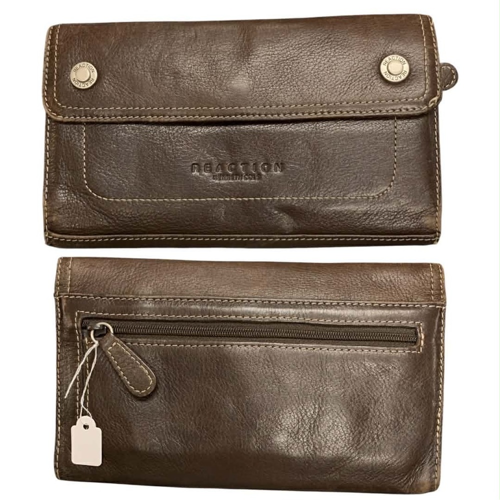 Kenneth Cole Reaction Dark Brown Leather Clutch